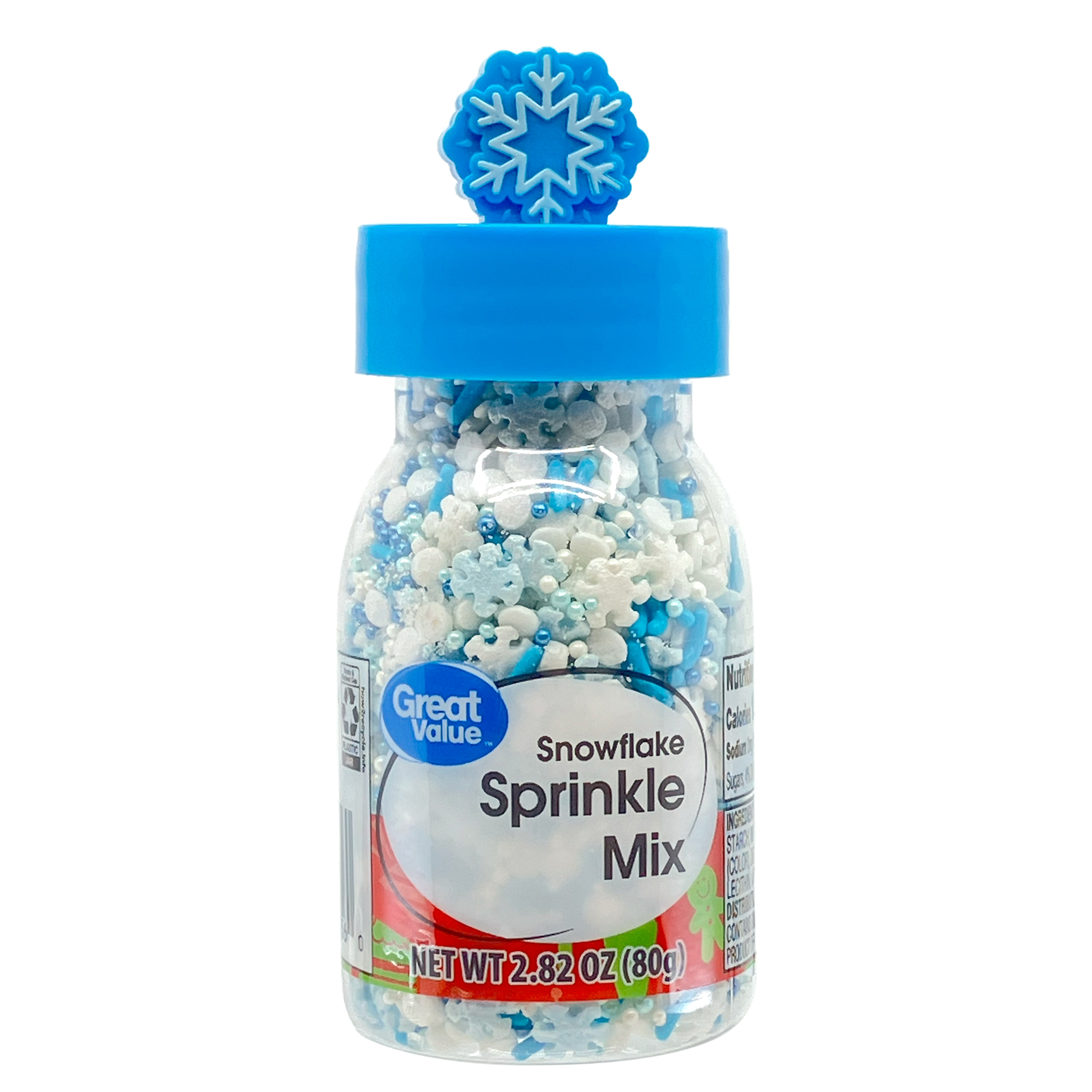Great Value Blue and White Snowflake Dessert Sprinkles, 2.82 oz